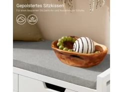 SoBuy Schuhbank mit Sitzfläche Sitzbank aus MDF 91x51x30cm Weiß-Grau FSR63-II-W