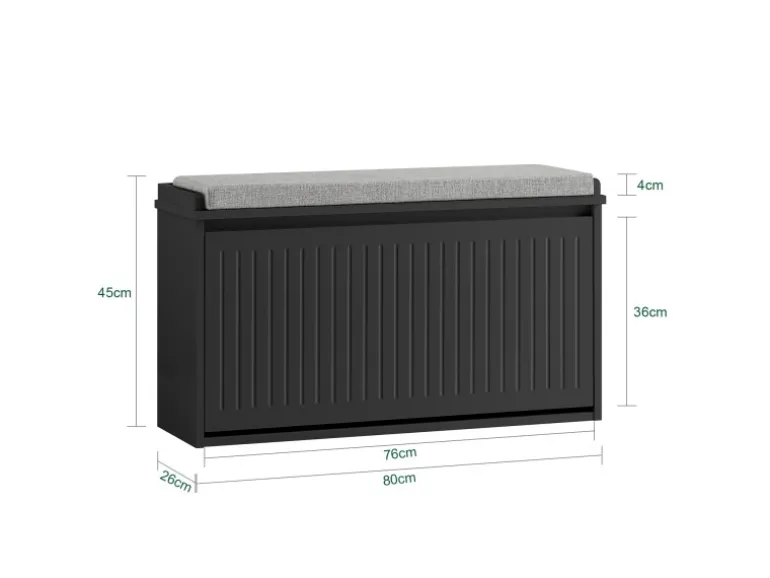 SoBuy Schuhbank mit Sitzfläche Schmal Schuhregal für Flur 80x45x26cm Schwarz FSR98-L-SCH
