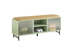 SoBuy Schuhbank mit Sitzfläche und Schiebetüren MDF Glas Grün FSR115-GR