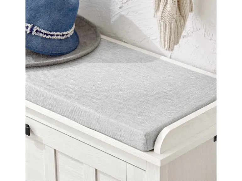 SoBuy Schuhbank mit Sitzkissen Sitzbank Schuhregal Weiß 80cm FSR161-W