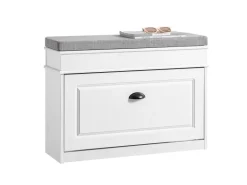 SoBuy Schuhbank mit Sitzkissen Schuhregal Schmal Sitzbank für Flur Weiß 75x51x24cm FSR82-L-WG