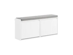 SoBuy Schuhbank Schmal mit 2 Klappen Garderobenbank mit Sitzkissen FSR98-XL-W