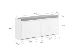 SoBuy Schuhbank Schmal mit 2 Klappen Garderobenbank mit Sitzkissen FSR98-XL-W