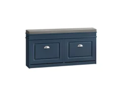 SoBuy Schuhbank Schmal mit 2 Klappen Garderobenbank mit Sitzkissen Blau FSR64-B