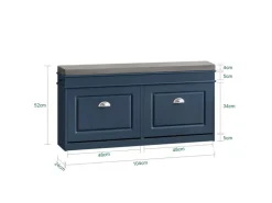 SoBuy Schuhbank Schmal mit 2 Klappen Garderobenbank mit Sitzkissen Blau FSR64-B