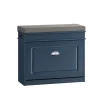 SoBuy Schuhbank Schmal mit Klappe Garderobenbank mit Sitzkissen Blau FSR82-K-B