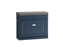SoBuy Schuhbank Schmal mit Klappe Garderobenbank mit Sitzkissen Blau FSR82-K-B