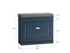 SoBuy Schuhbank Schmal mit Klappe Garderobenbank mit Sitzkissen Blau FSR82-K-B