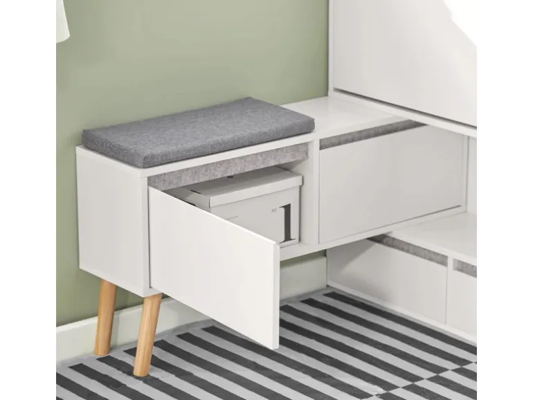 SoBuy Schuhkipper Flurschrank Schuhschrank mit Sitzbank Weiß FSR134-W