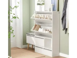 SoBuy Schuhkipper Flurschrank Schuhschrank mit Sitzbank Weiß FSR134-W