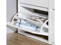 SoBuy Schuhkipper mit 2 Klappen Schuhschrank Schuhkommode Weiß FSR165-K-W