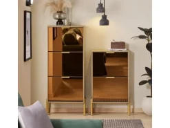SoBuy Schuhkipper mit 3 Klappen Schuhschrank Schmal für Diele Gold FSR181-H-G