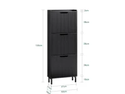 SoBuy Schuhkipper mit 3 Klappen Schuhschrank Schmal für Diele Flur FSR177-H-SCH