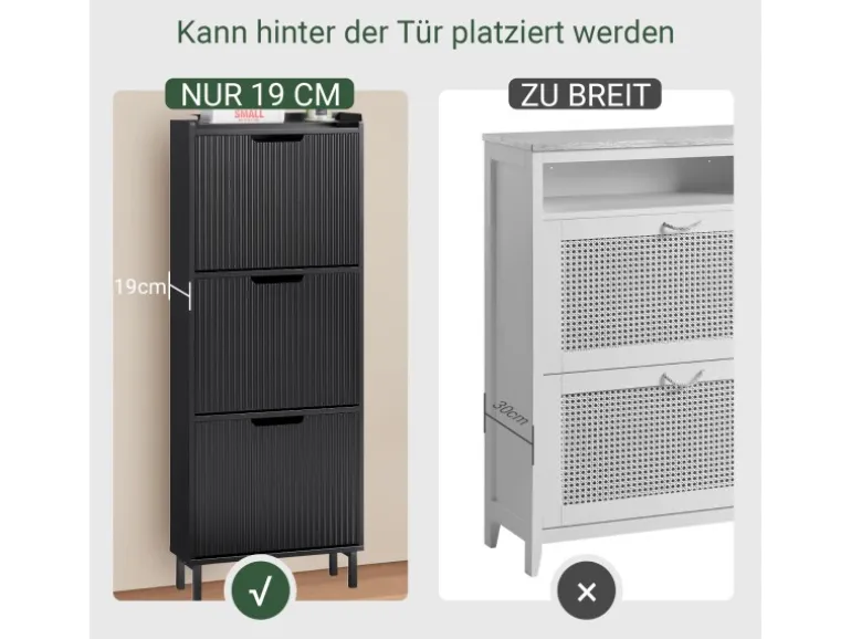SoBuy Schuhkipper mit 3 Klappen Schuhschrank Schmal für Diele Flur FSR177-H-SCH