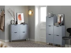 SoBuy Schuhkipper mit 4 Klappen Schuhschrank Schuhkommode Hellgrau FSR100-HG