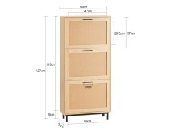 SoBuy Schuhkipper mit 3 Klappen Schuhschrank Schuhkommode Natur FSR155-N