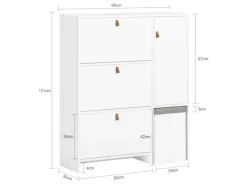 SoBuy Schuhkipper mit 3 Klappen Schuhschrank Schuhkommode Weiß FSR107-W
