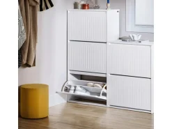 SoBuy Schuhkipper mit 3 Klappen Schuhschrank Schuhkommode Weiß FSR165-H-W