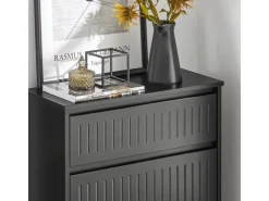 SoBuy Schuhschrank mit 2 Klappen und 1 Schublade Schuhkommode 61x100x26cm Schwarz FSR165-SCH