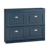 SoBuy Schuhschrank mit 4 Klappen Schuhkommode MDF Schuhregal 105x82x24cm Blau FSR79-B