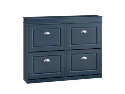 SoBuy Schuhschrank mit 4 Klappen Schuhkommode MDF Schuhregal 105x82x24cm Blau FSR79-B
