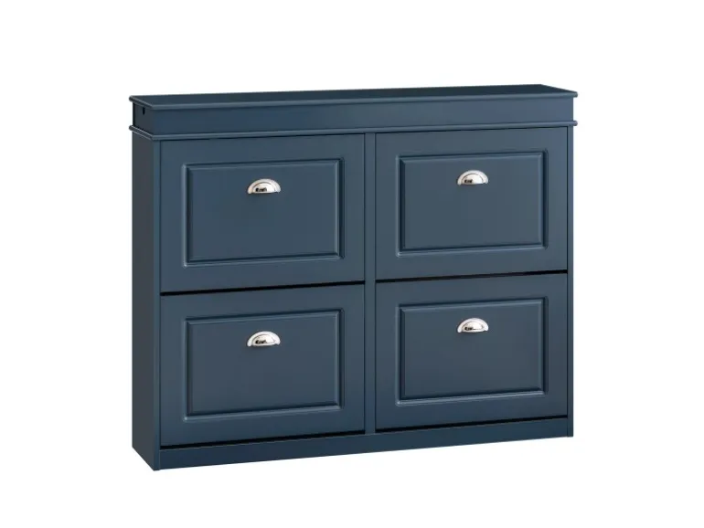 SoBuy Schuhschrank mit 4 Klappen Schuhkommode MDF Schuhregal 105x82x24cm Blau FSR79-B