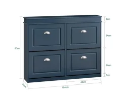 SoBuy Schuhschrank mit 4 Klappen Schuhkommode MDF Schuhregal 105x82x24cm Blau FSR79-B