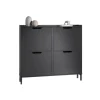 SoBuy Schuhschrank Schmal mit 4 Klappen Schuhkommode 100x91x19cm Schwarz FSR100-SCH