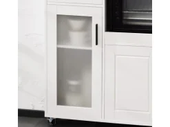 SoBuy Sideboard auf Rollen Küchenwagen Mikrowellenschrank Rollwagen FSB78-W
