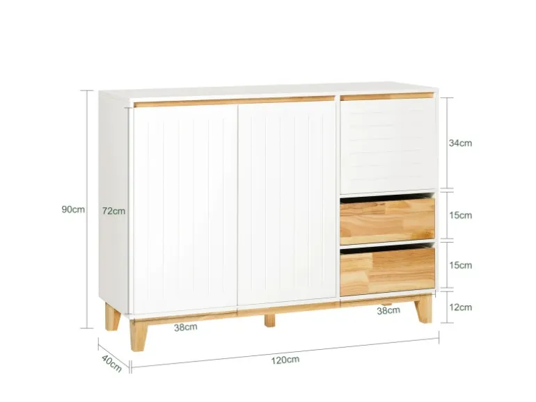 SoBuy Sideboard Küchenschrank Kommode Buffet Schuhschrank TV-Schrank FSB75-WN