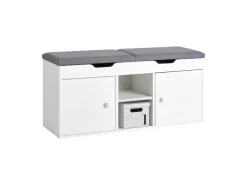 SoBuy Sitzbank mit 2 Sitzkissen und Stauraum PB Weiß FSR96-W