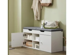 SoBuy Sitzbank mit 2 Sitzkissen und Stauraum PB Weiß FSR96-W