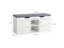 SoBuy Sitzbank mit 2 Sitzkissen und Stauraum PB Weiß FSR96-W