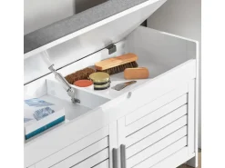 SoBuy Sitzbank mit Stauraum Schuhbank MDF Weiß 90cm FSR102-W