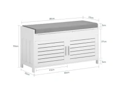 SoBuy Sitzbank mit Stauraum Schuhbank MDF Weiß 90cm FSR102-W