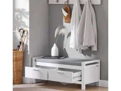 SoBuy Sitzbank mit Stauraum und 2 Schubladen MDF Weiß FSR74-W