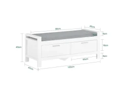SoBuy Sitzbank mit Stauraum und 2 Schubladen MDF Weiß FSR74-W