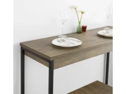 SoBuy 3-teilig Bartisch mit 2 Barhockern Esszimmer MDF Metall Natur OGT30-N