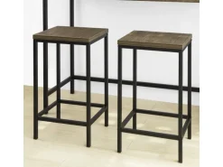 SoBuy 3-teilig Bartisch mit 2 Barhockern Esszimmer MDF Metall Natur OGT30-N