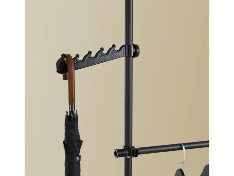SoBuy Teleskop Kleiderständer mit 2 Kleiderstangen Garderobenständer Schwarz FRG109-II-SCH