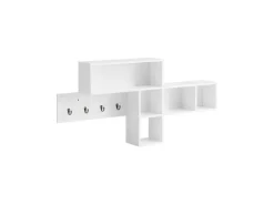 SoBuy Wandgarderobe Flurgarderobe Kleiderhaken Hängeregal mit 4 Haken Weiß FHK17-W