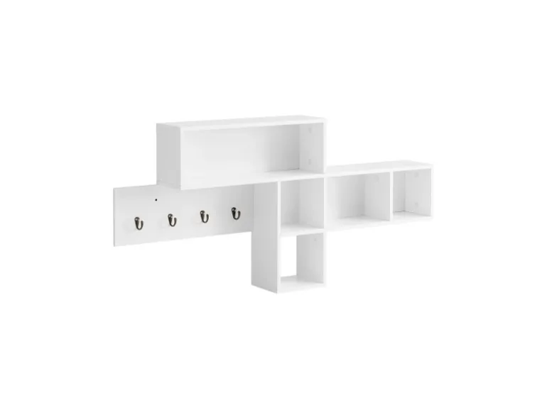 SoBuy Wandgarderobe Flurgarderobe Kleiderhaken Hängeregal mit 4 Haken Weiß FHK17-W