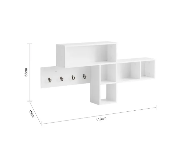 SoBuy Wandgarderobe Flurgarderobe Kleiderhaken Hängeregal mit 4 Haken Weiß FHK17-W