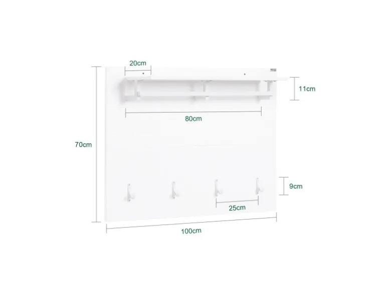 SoBuy Wandgarderobe Garderobenleiste mit Regal und Haken Garderobenpaneel für Flur FHK36-W