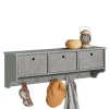SoBuy Wandgarderobe mit 3 Körben und 5 Haken MDF Vlies Grau FRG282-HG