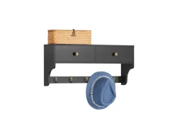 SoBuy Wandgarderobe mit 2 Schubladen und 5 Haken MDF Schwarz FRG178-SCH