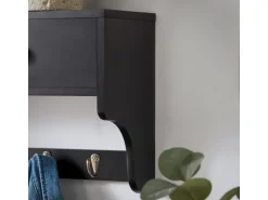 SoBuy Wandgarderobe mit 2 Schubladen und 5 Haken MDF Schwarz FRG178-SCH