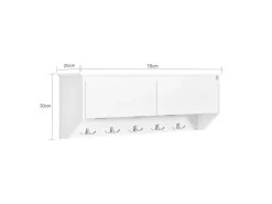 SoBuy Wandgarderobe mit 2 Klappen und 5 Haken MDF Weiß FHK24-W
