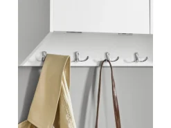 SoBuy Wandgarderobe mit 2 Klappen und 5 Haken MDF Weiß FHK24-W