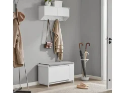 SoBuy Wandgarderobe mit 2 Klappen und 5 Haken MDF Weiß FHK24-W